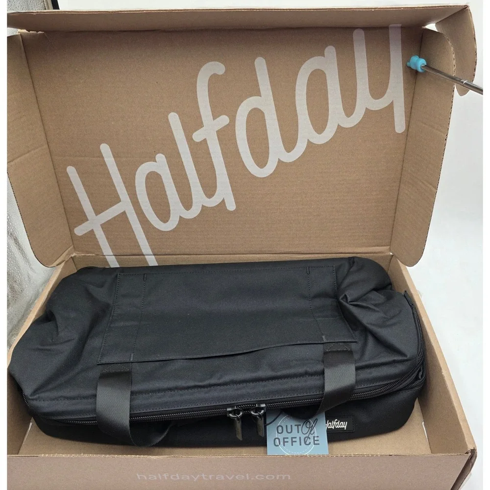 Halfday The Double Decker Weekender Bag Black Travel Duffel Shoe Compartment NWT